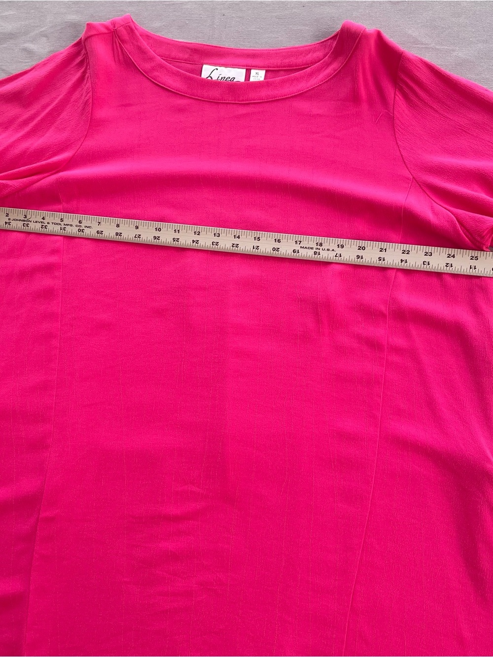 Linea Louis Dell'Olio top size XL hot pink elbow-sleeve swing tunic flowy GUC - Picture 3 of 11